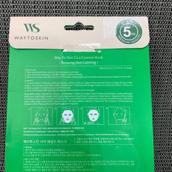 Way To Skin Cica Essence Mask & Natural Cucumber With Aloe Sheet Masks 5 Pack - Picture 2 of 6